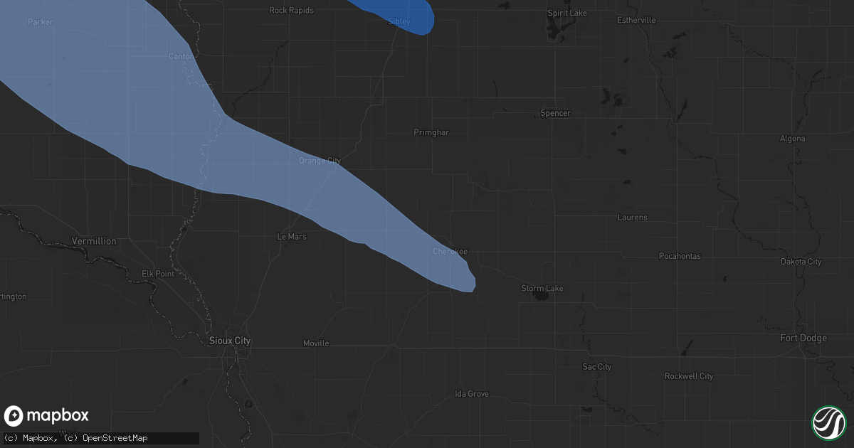 Hail map in Meriden, IA on June 17, 2026