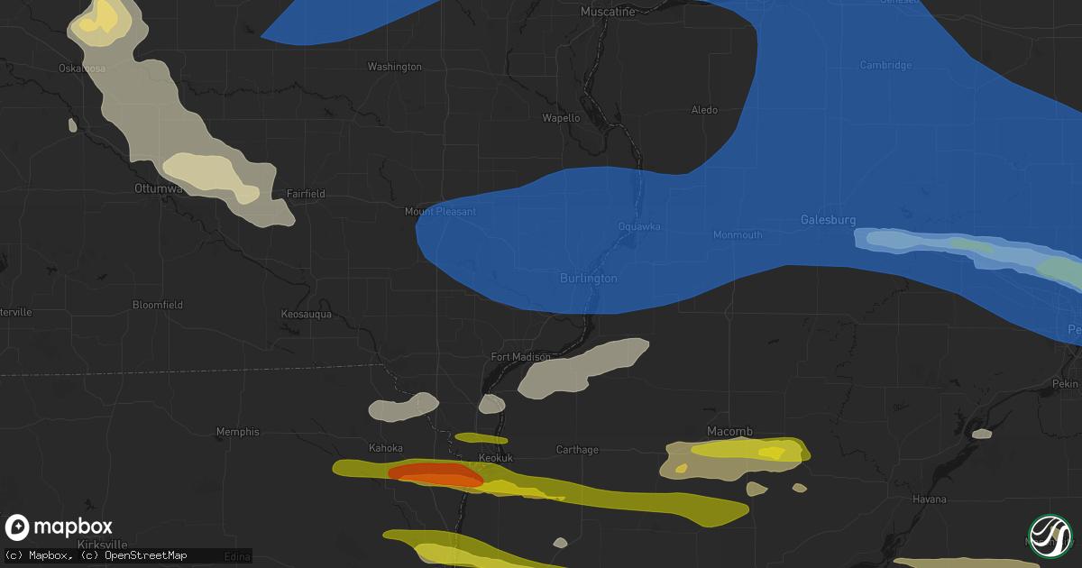 Hail map in Middletown, IA on June 17, 2026
