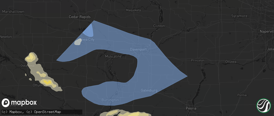 Hail map in Milan, IL on June 17, 2026