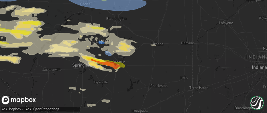 Hail map in Milmine, IL on June 17, 2026