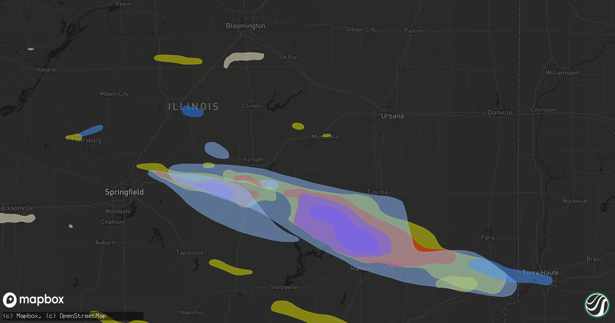 Hail map in Milmine, IL on June 17, 2026