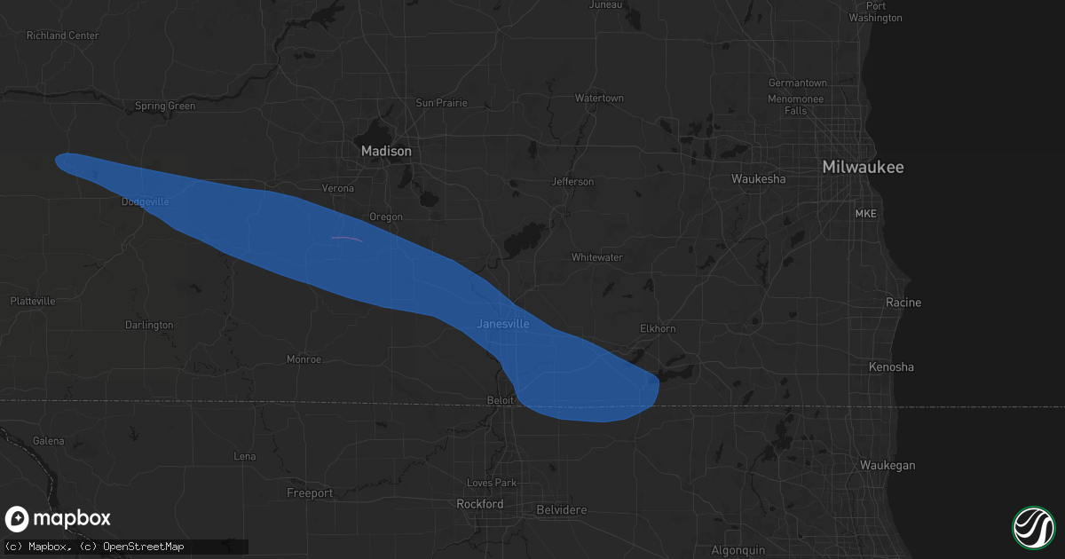 Hail map in Milton, WI on June 17, 2026