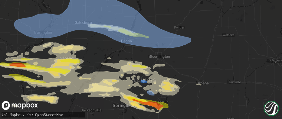 Hail map in Minier, IL on June 17, 2026