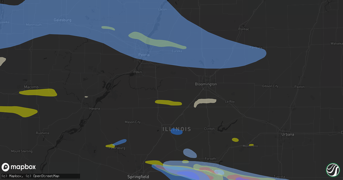 Hail map in Minier, IL on June 17, 2026