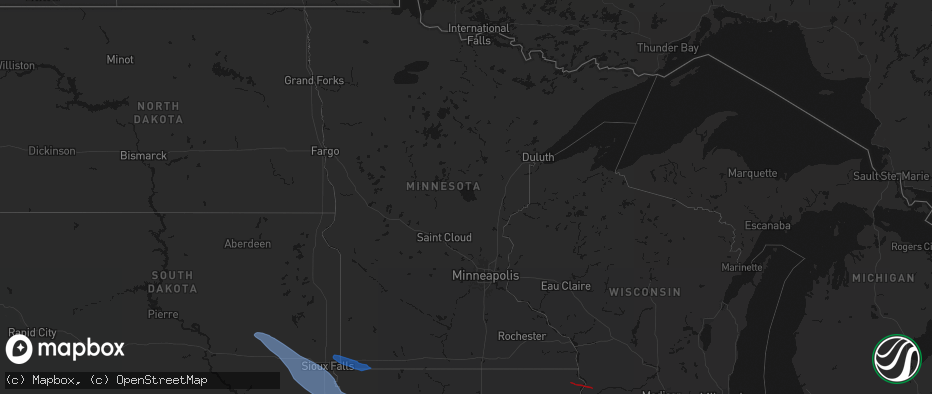 Hail map in Minnesota on June 17, 2026