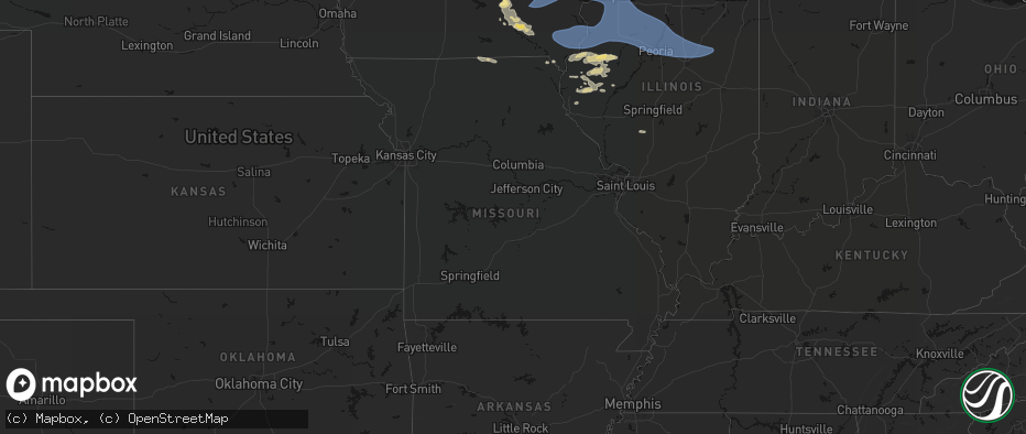 Hail map in Missouri on June 17, 2026