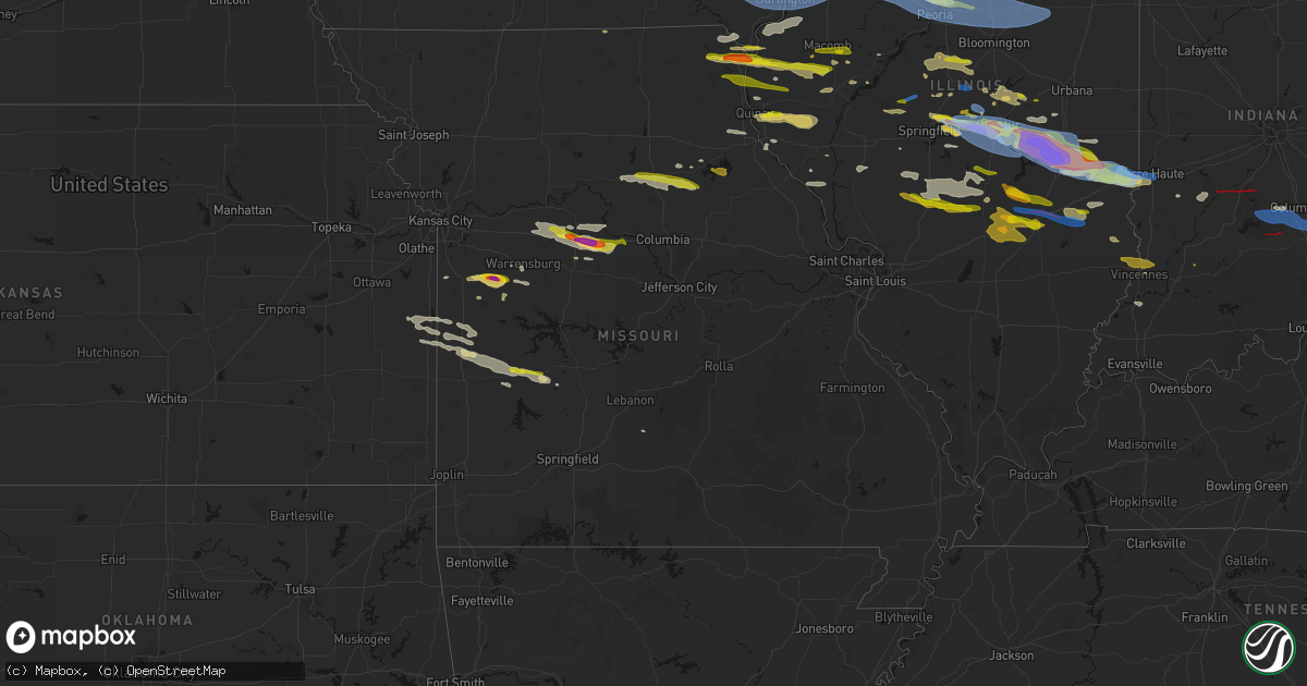 Hail map in Missouri on June 17, 2026