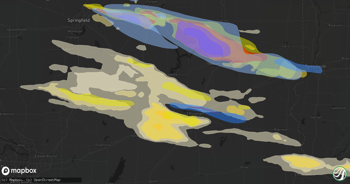 Hail map in Mode, IL on June 17, 2026