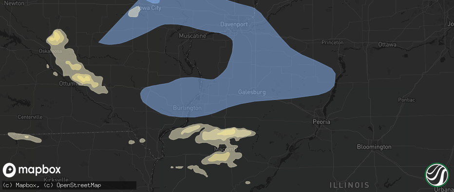 Hail map in Monmouth, IL on June 17, 2026