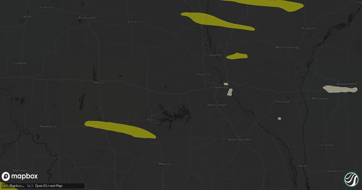 Hail map in Monroe City, MO on June 17, 2026