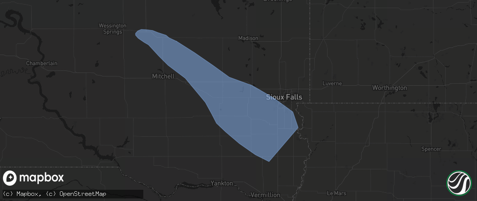 Hail map in Monroe, SD on June 17, 2026