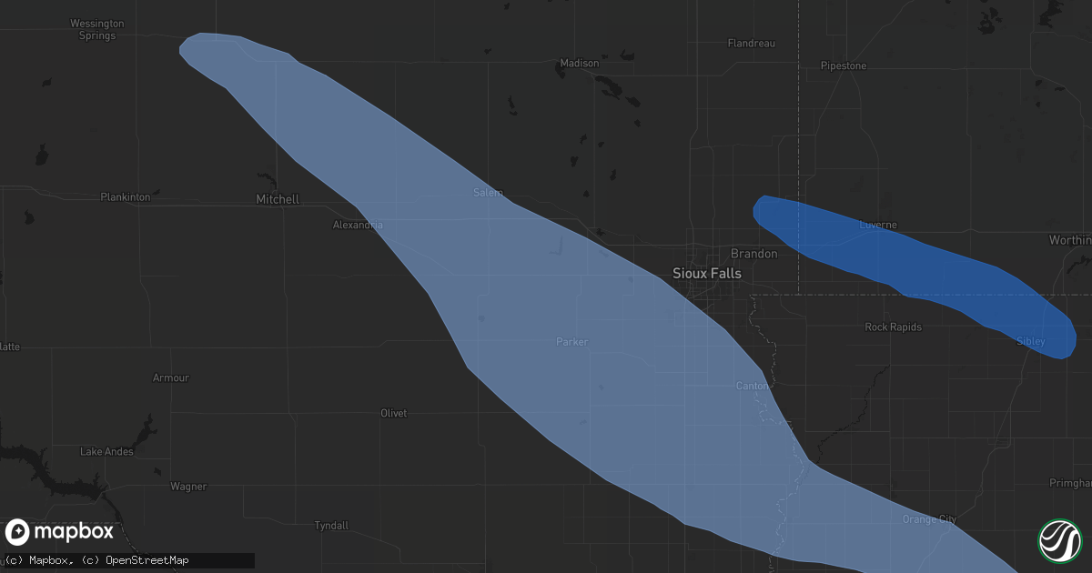 Hail map in Monroe, SD on June 17, 2026