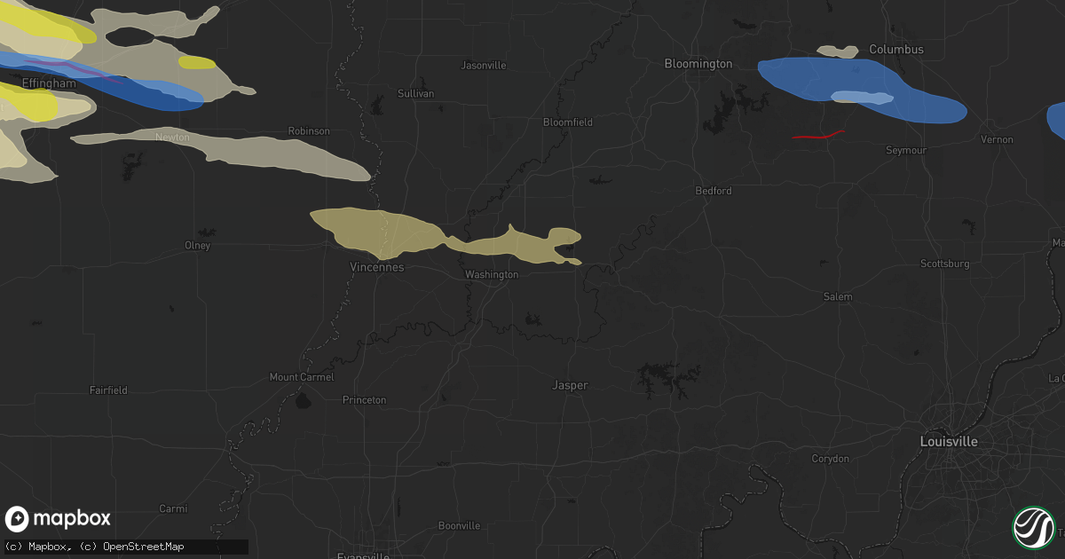 Hail map in Montgomery, IN on June 17, 2026