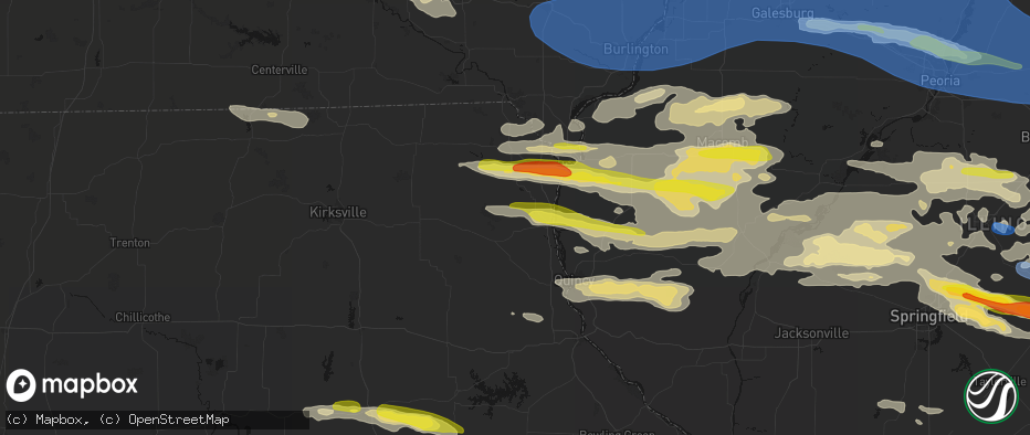 Hail map in Monticello, MO on June 17, 2026