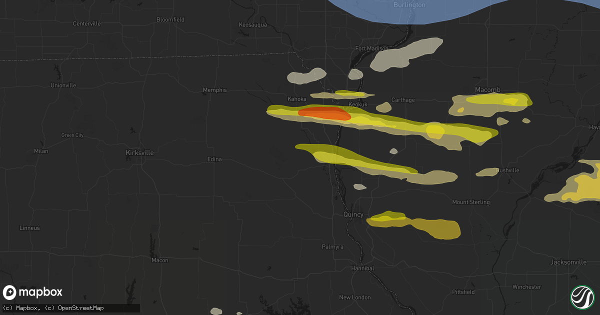 Hail map in Monticello, MO on June 17, 2026