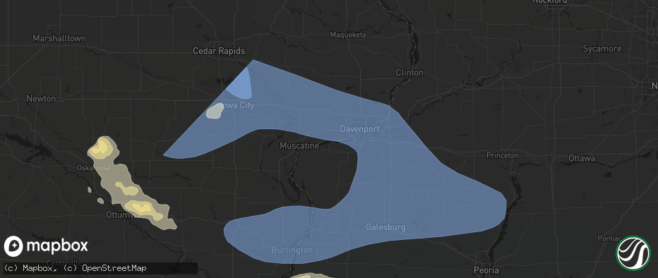 Hail map in Montpelier, IA on June 17, 2026