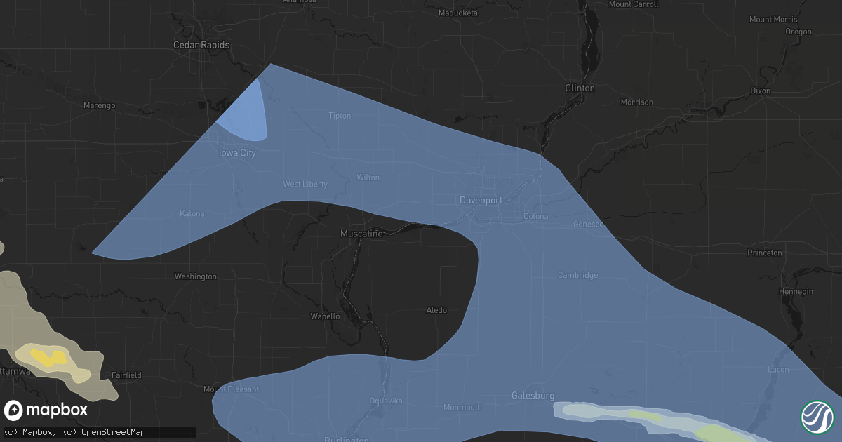 Hail map in Montpelier, IA on June 17, 2026