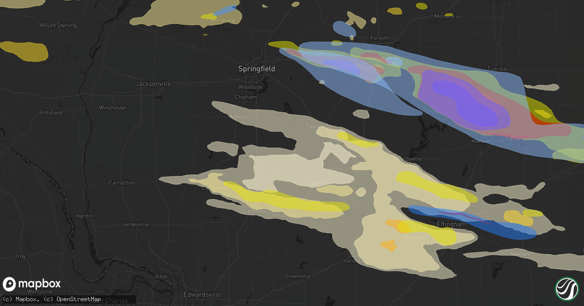 Hail map in Morrisonville, IL on June 17, 2026