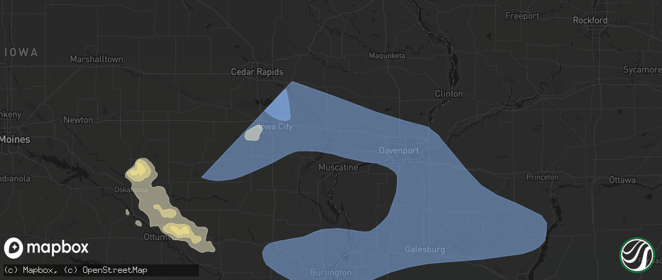 Hail map in Moscow, IA on June 17, 2026