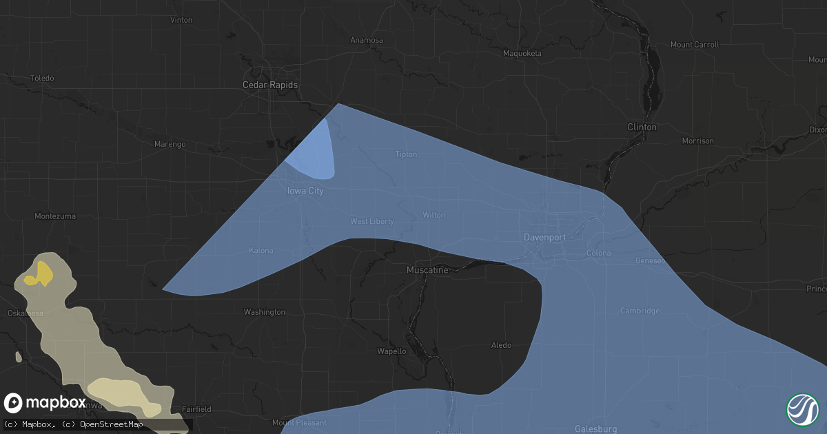 Hail map in Moscow, IA on June 17, 2026