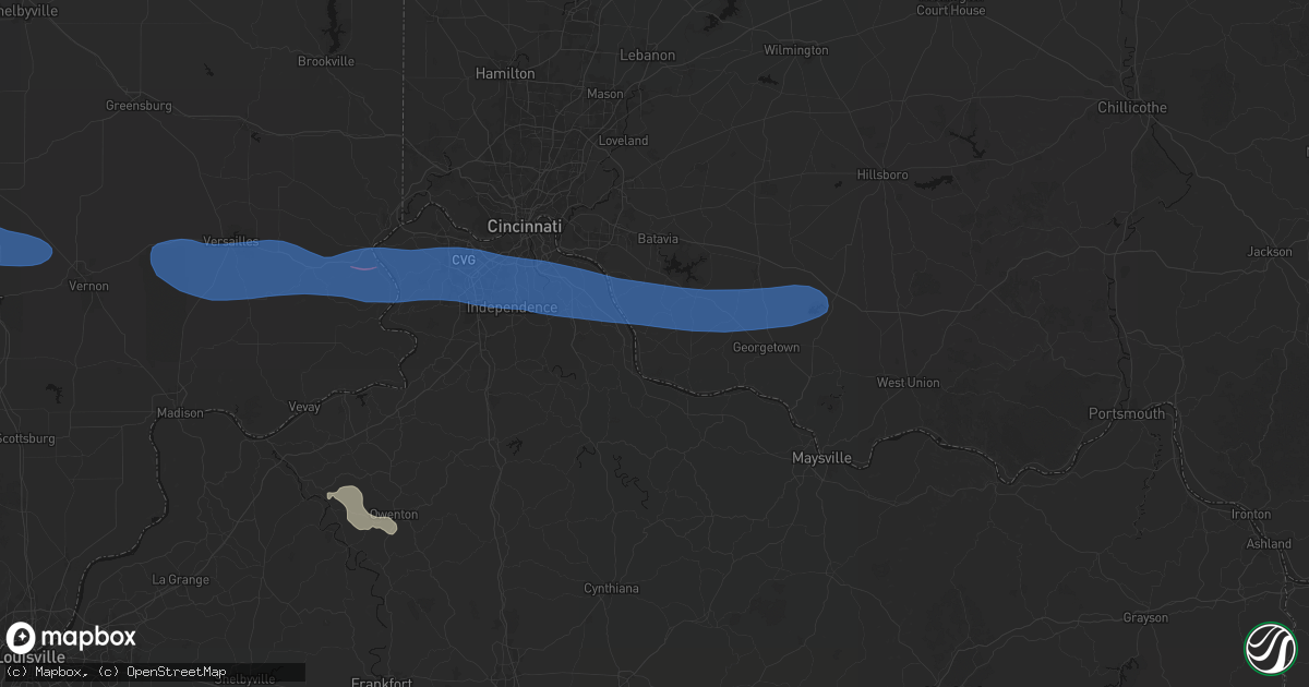 Hail map in Moscow, OH on June 17, 2026
