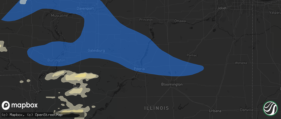 Hail map in Mossville, IL on June 17, 2026