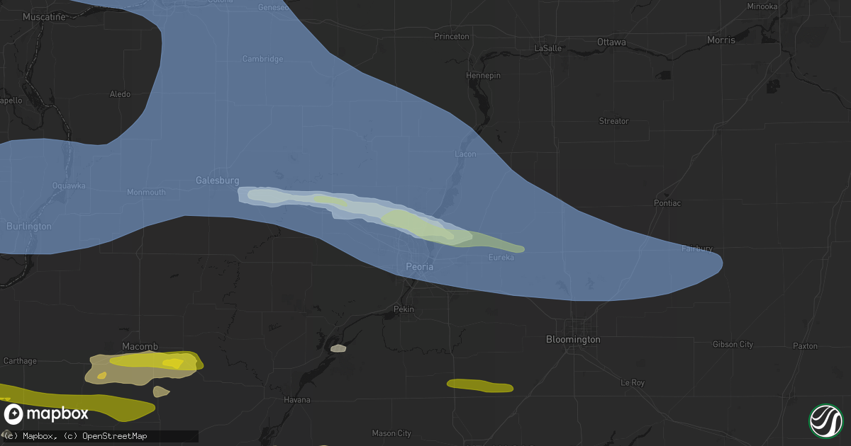 Hail map in Mossville, IL on June 17, 2026