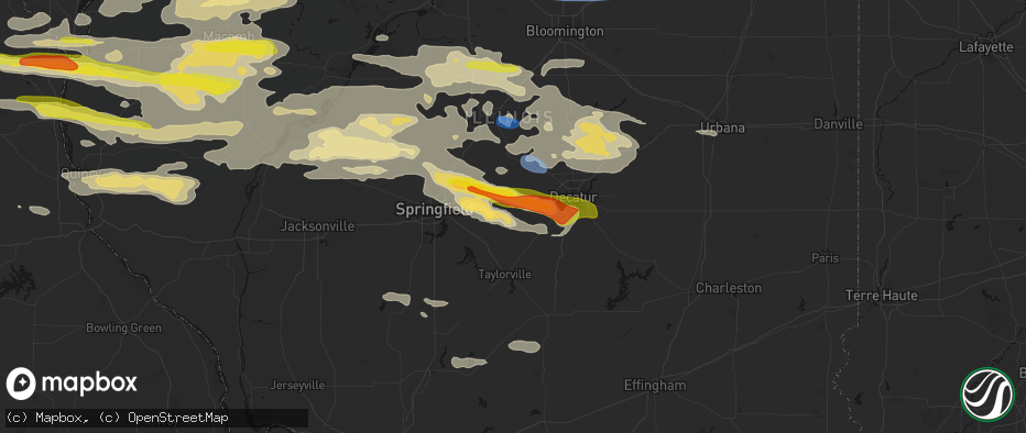 Hail map in Mount Auburn, IL on June 17, 2026