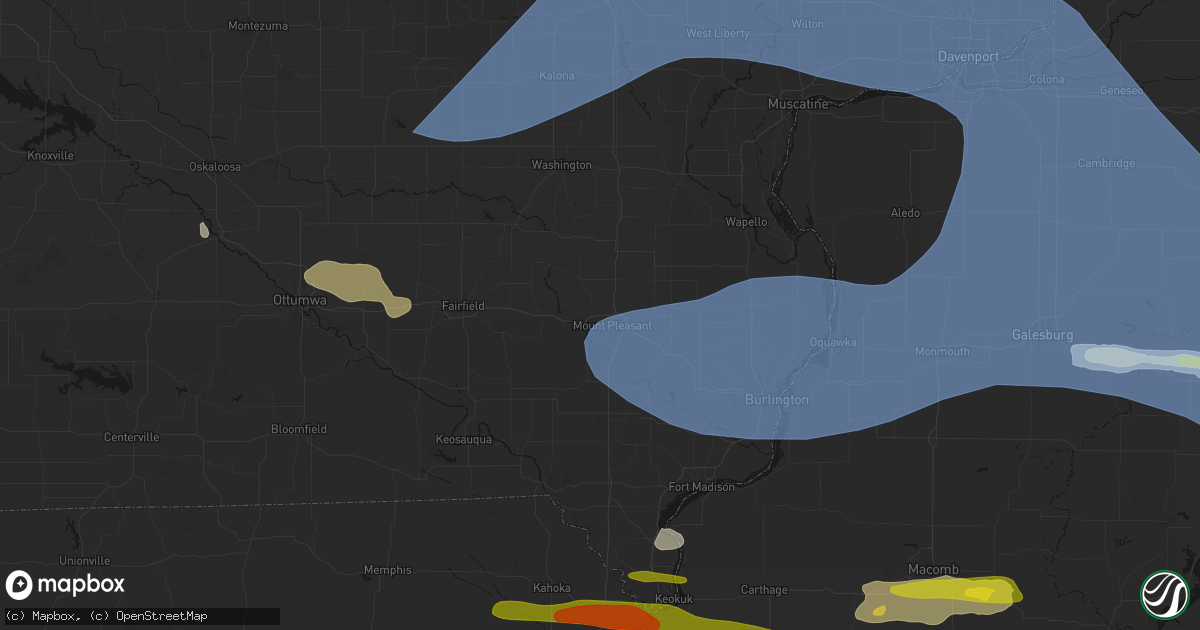 Hail map in Mount Pleasant, IA on June 17, 2026