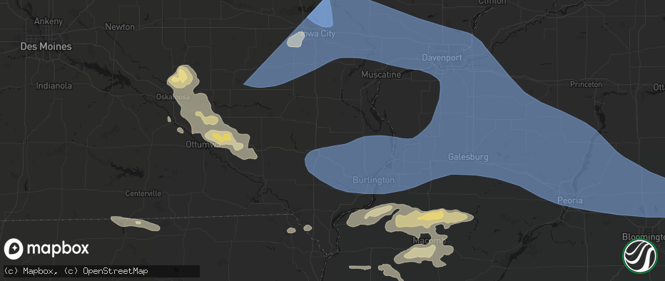Hail map in Mount Union, IA on June 17, 2026