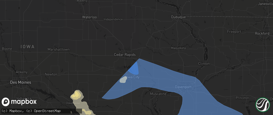 Hail map in Mount Vernon, IA on June 17, 2026