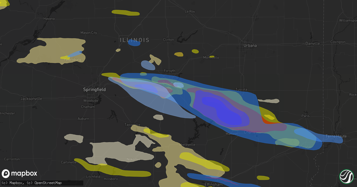 Hail map in Mt Zion, IL on June 17, 2026