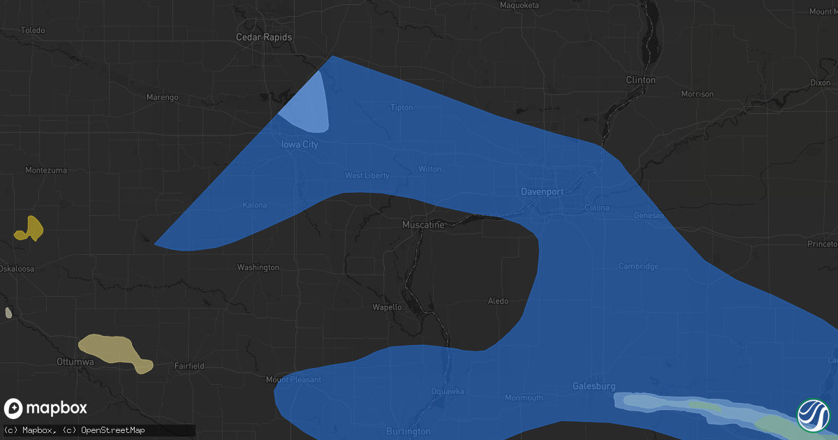 Hail map in Muscatine, IA on June 17, 2026