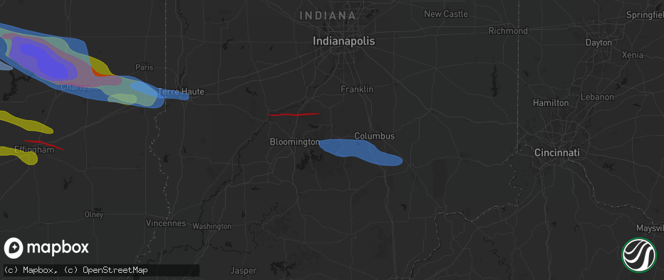 Hail map in Nashville, IN on June 17, 2026