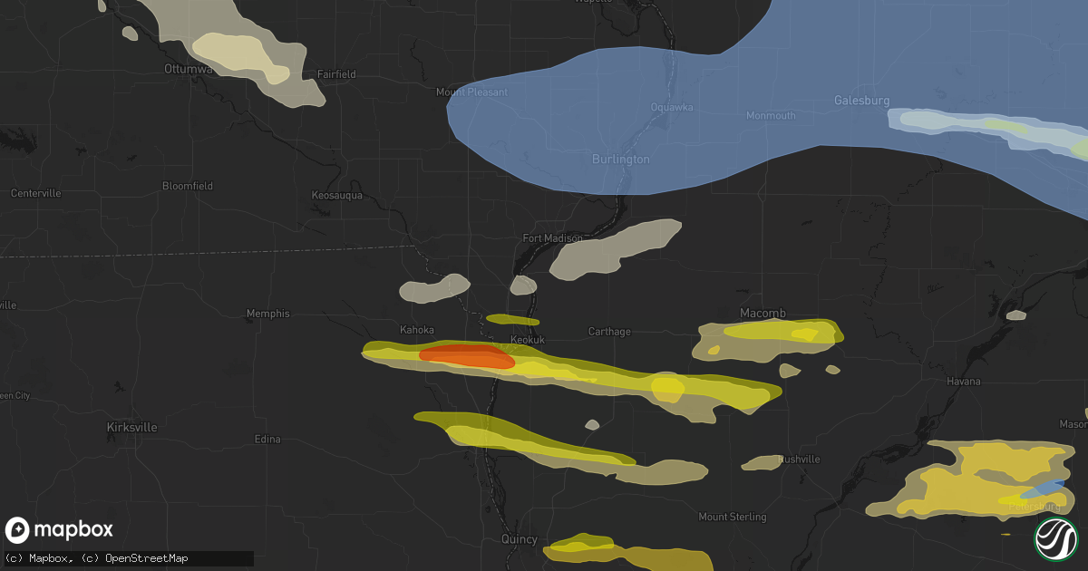 Hail map in Nauvoo, IL on June 17, 2026