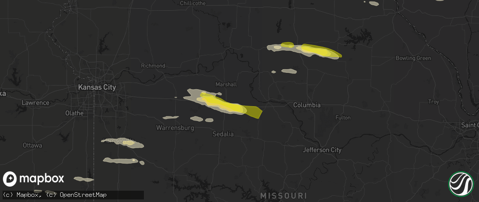 Hail map in Nelson, MO on June 17, 2026