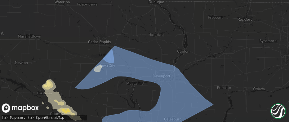 Hail map in New Liberty, IA on June 17, 2026