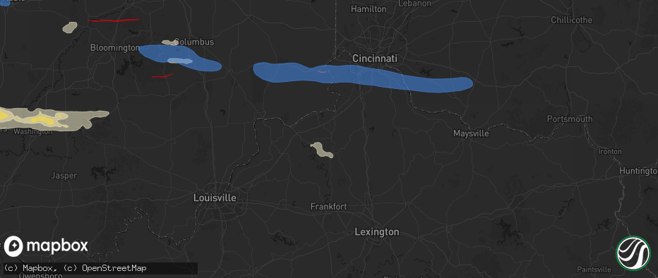 Hail map in New Liberty, KY on June 17, 2026