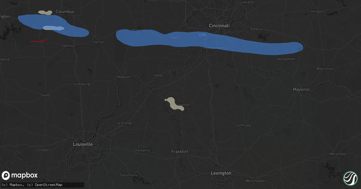 Hail map in New Liberty, KY on June 17, 2026
