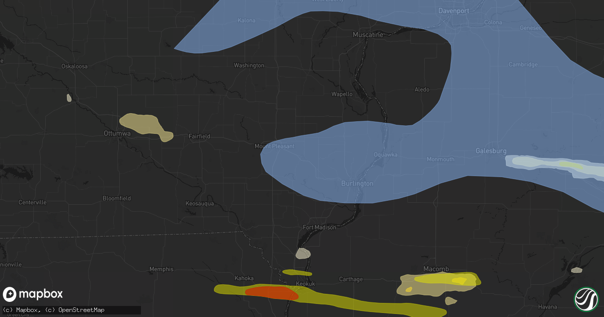 Hail map in New London, IA on June 17, 2026