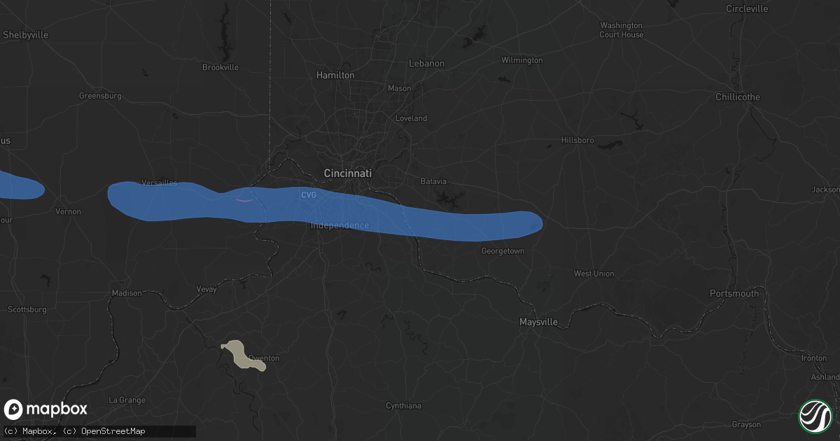 Hail map in New Richmond, OH on June 17, 2026