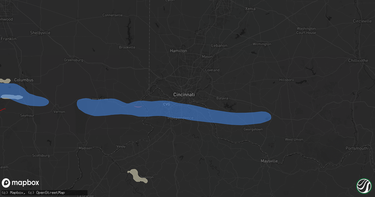 Hail map in Newport, KY on June 17, 2026