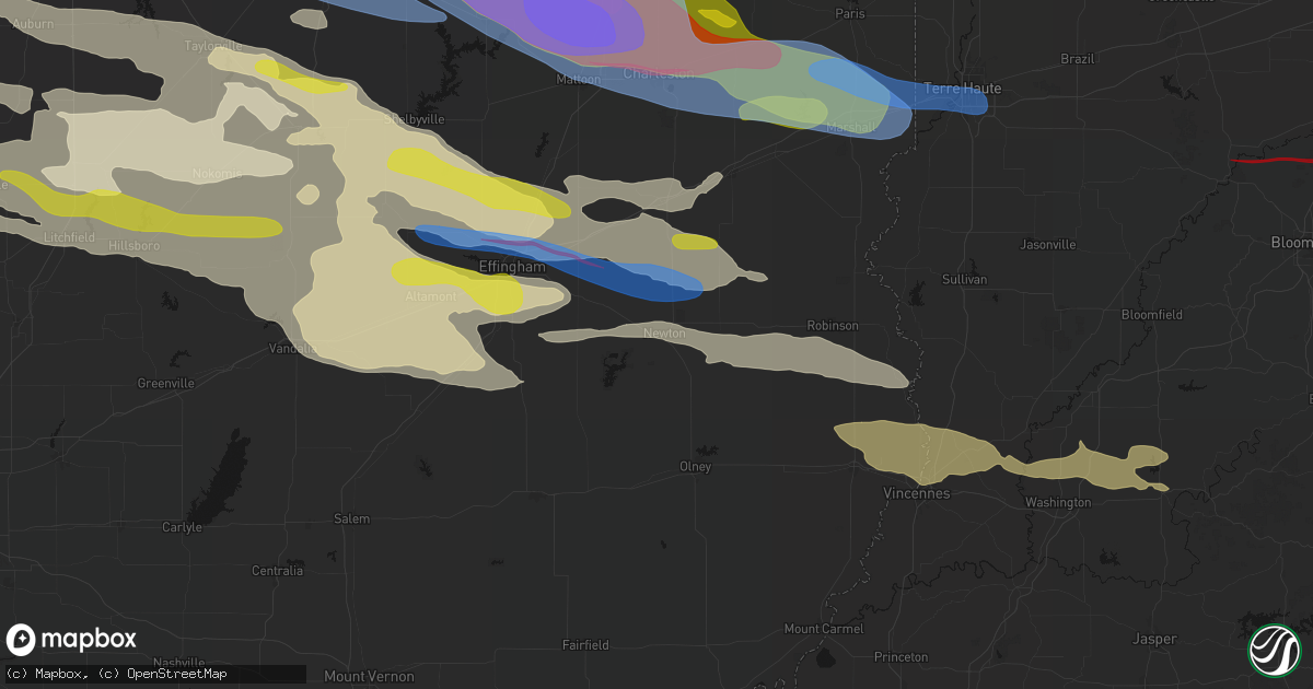 Hail map in Newton, IL on June 17, 2026