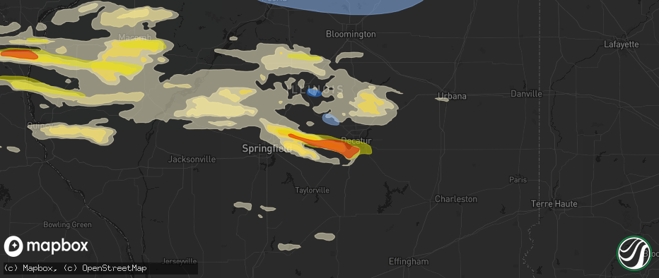 Hail map in Niantic, IL on June 17, 2026