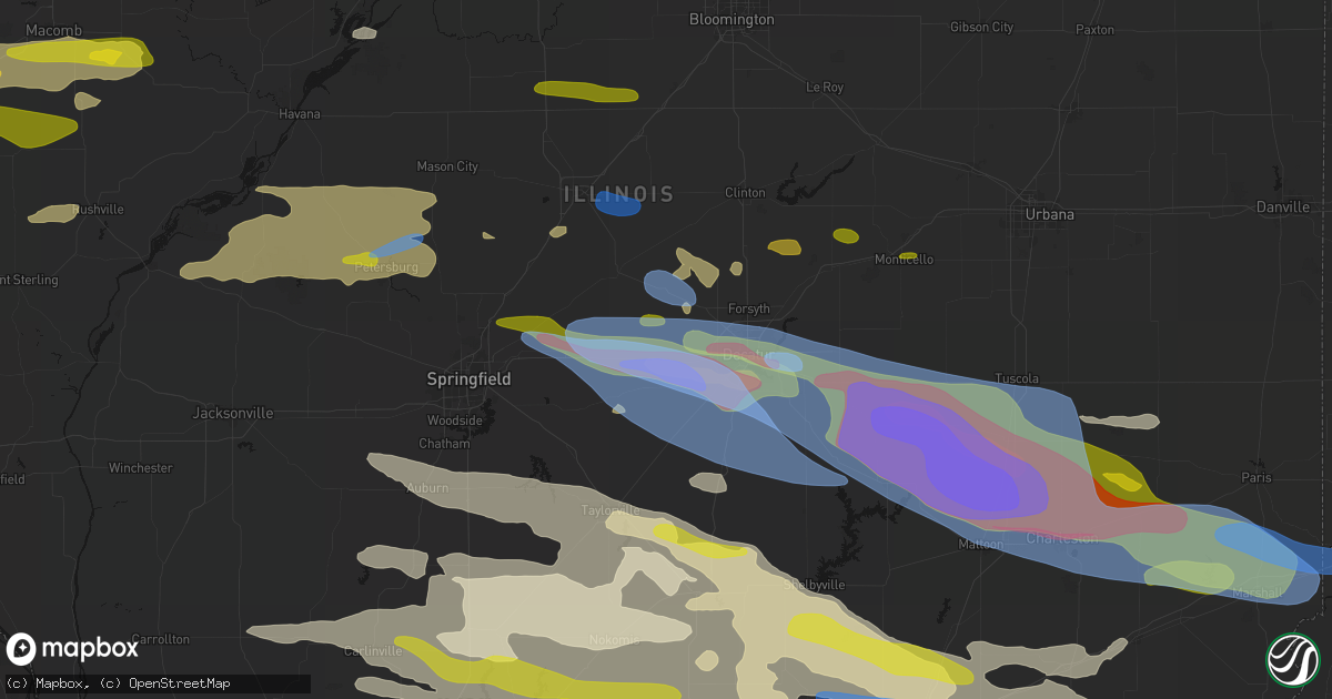 Hail map in Niantic, IL on June 17, 2026