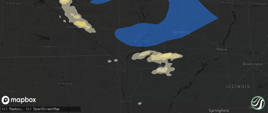 Hail map in Niota, IL on June 17, 2026