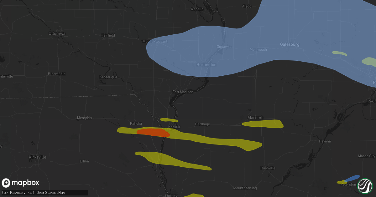 Hail map in Niota, IL on June 17, 2026