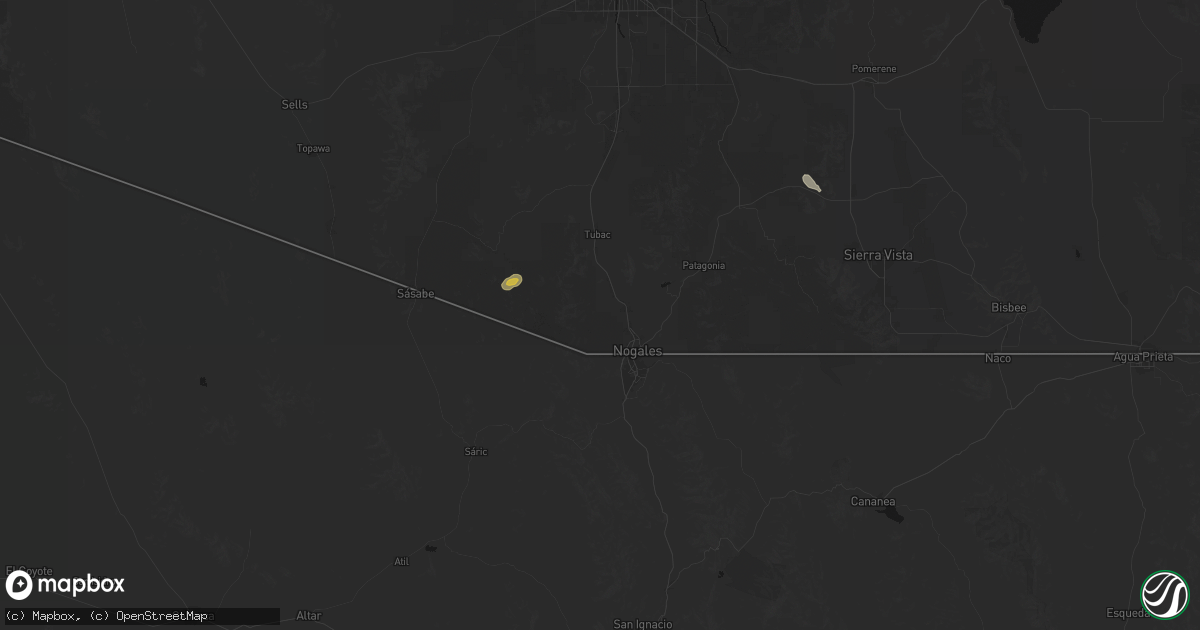 Hail map in Nogales, AZ on June 17, 2026