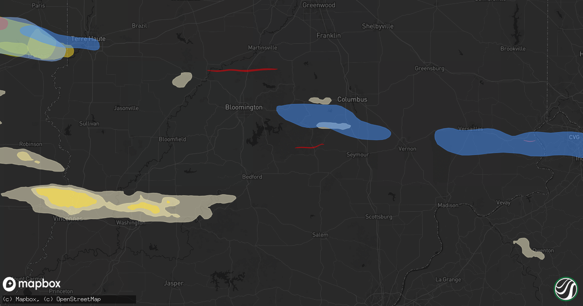 Hail map in Norman, IN on June 17, 2026