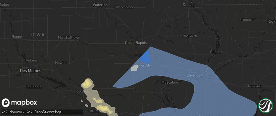 Hail map in North Liberty, IA on June 17, 2026
